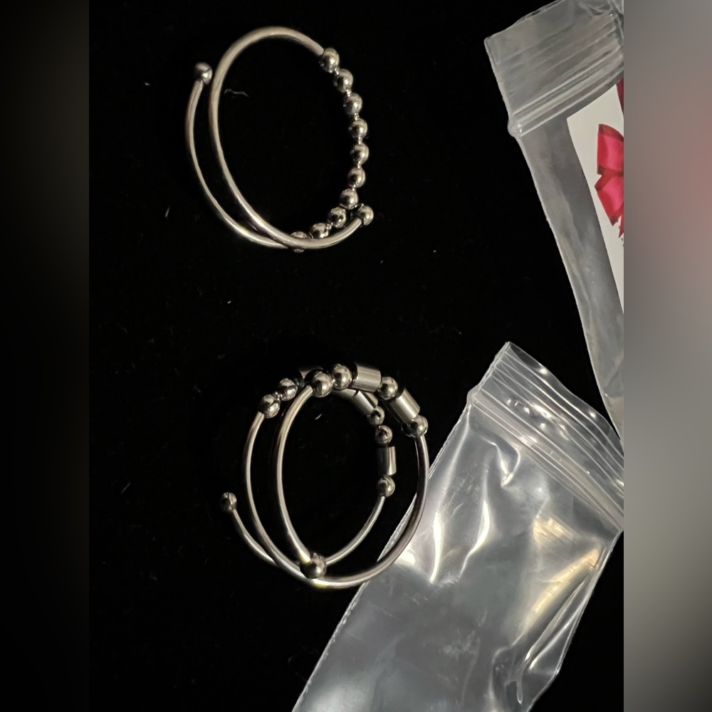 Two Morse Code Anxiety Rings, New! Adjustable a little but medium to large size